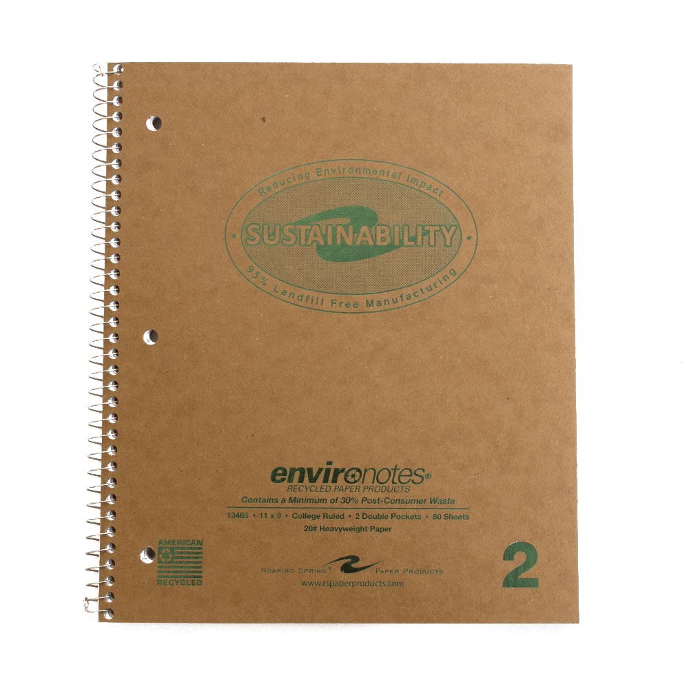 Roaring Spring, Spiral 2-Subject, Art & School, 2-Subject, 2-Pocket, Recycled, Notebook, 729730